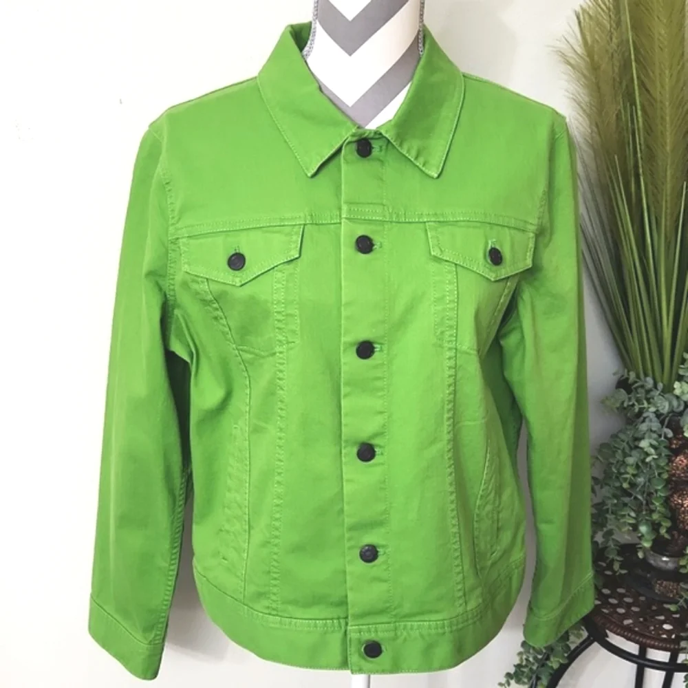 Talbots Bright Green Jean Jacket - Picture 1 of 12